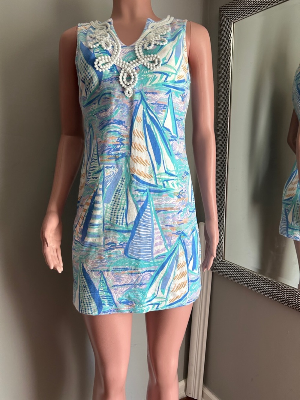Lilly Pulitzer Turquoise & Blue Sailboat Shift Dress